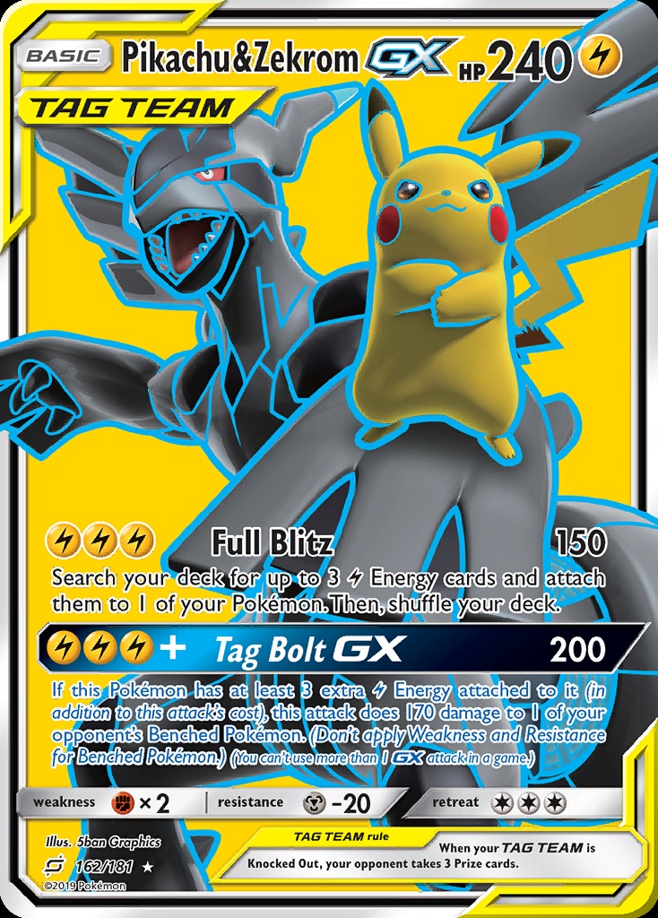 Pikachu & Zekrom-GX full art from Team Up