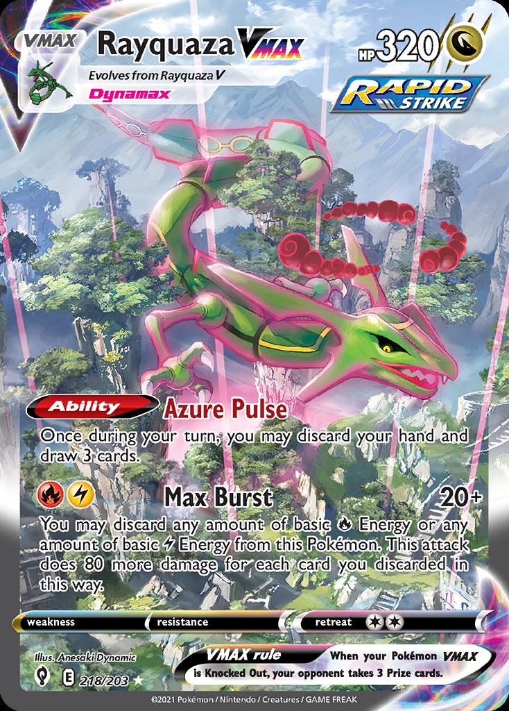 Rayquaza VMAX alternate art secret rare from Evolving Skies